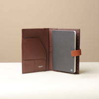 Open view of Danilos Nirua Small Portfolio Pebble Brown/Tan leather organizer