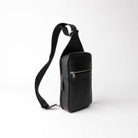 Crossbody-bag-messenger-leather-black-andre-side-view-with-silver-hardware