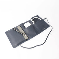 Open Dark blue Danilos Porta Tech New Design leather cable organizer