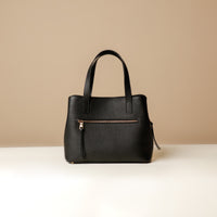 Back view of black Premium leather Boss Bag Top Handle for organized daily carry