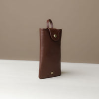 Side view of brown Leather Josephine Phone Pouch by Danilos