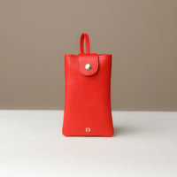 Front view of red Leather Josephine Phone Pouch by Danilos