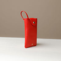 Side view of red Leather Josephine Phone Pouch by Danilos