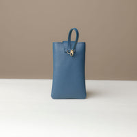 Back view of blue Leather Josephine Phone Pouch by Danilos