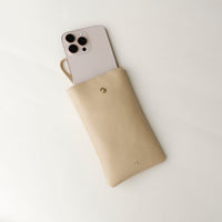 Open view of white Leather Josephine Phone Pouch by Danilos