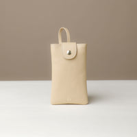 Front view of white Leather Josephine Phone Pouch by Danilos