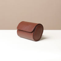 Side view of 2 Slot Oval Watch Case - Pebble Brown