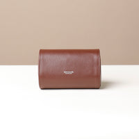 Back view of 2 Slot Oval Watch Case - Pebble Brown