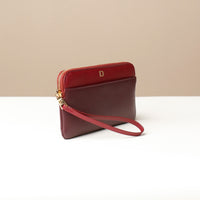 Red Premium leather pouch with versatile design for daily use