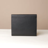 Back view of Danilos professional black leather portfolio with compartments