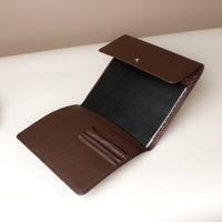Open Danilos brown leather professional portfolio with compartments